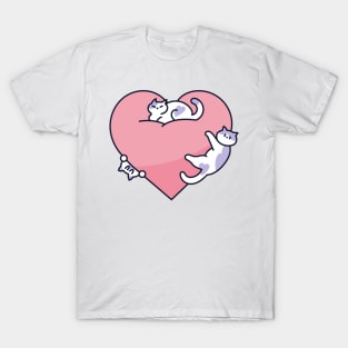 Cats on a Big Heart T-Shirt